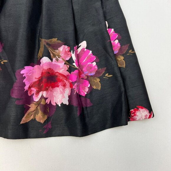 CB Established 1962 Floral A-Line Skirt Pleated Waist Black/Multi Size Large Zip - Picture 5 of 8